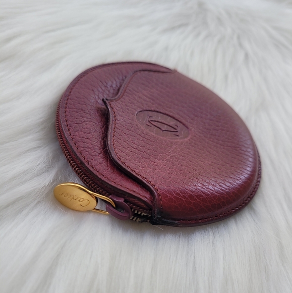 Cartier Bordeaux Leather Round Coin Purse - Picture 6 of 15
